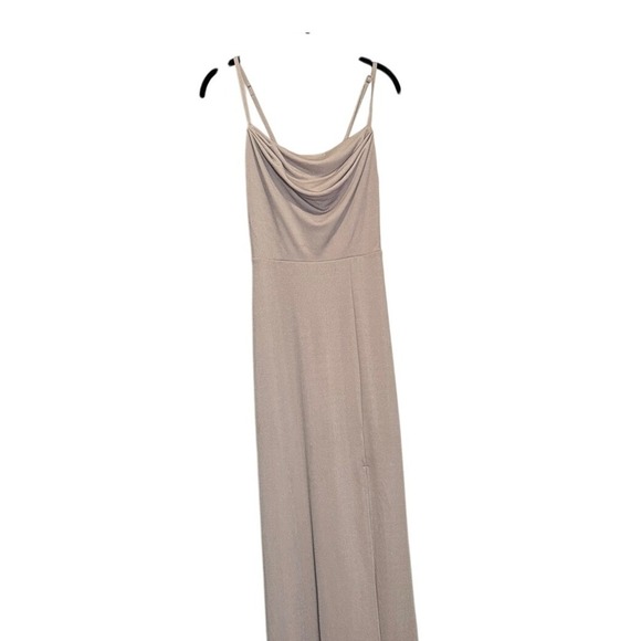 Birdy Grey Dresses & Skirts - Birdy Grey Lisa Cowl Neck Maxi Dress‎ Taupe XS Bridesmaid Formal Gown Side Slit